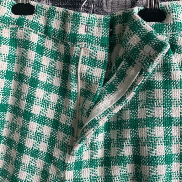 Retro Inspired High Waist Green Plaid Wide Leg Pants Zara Extra Small - Picture 10 of 12